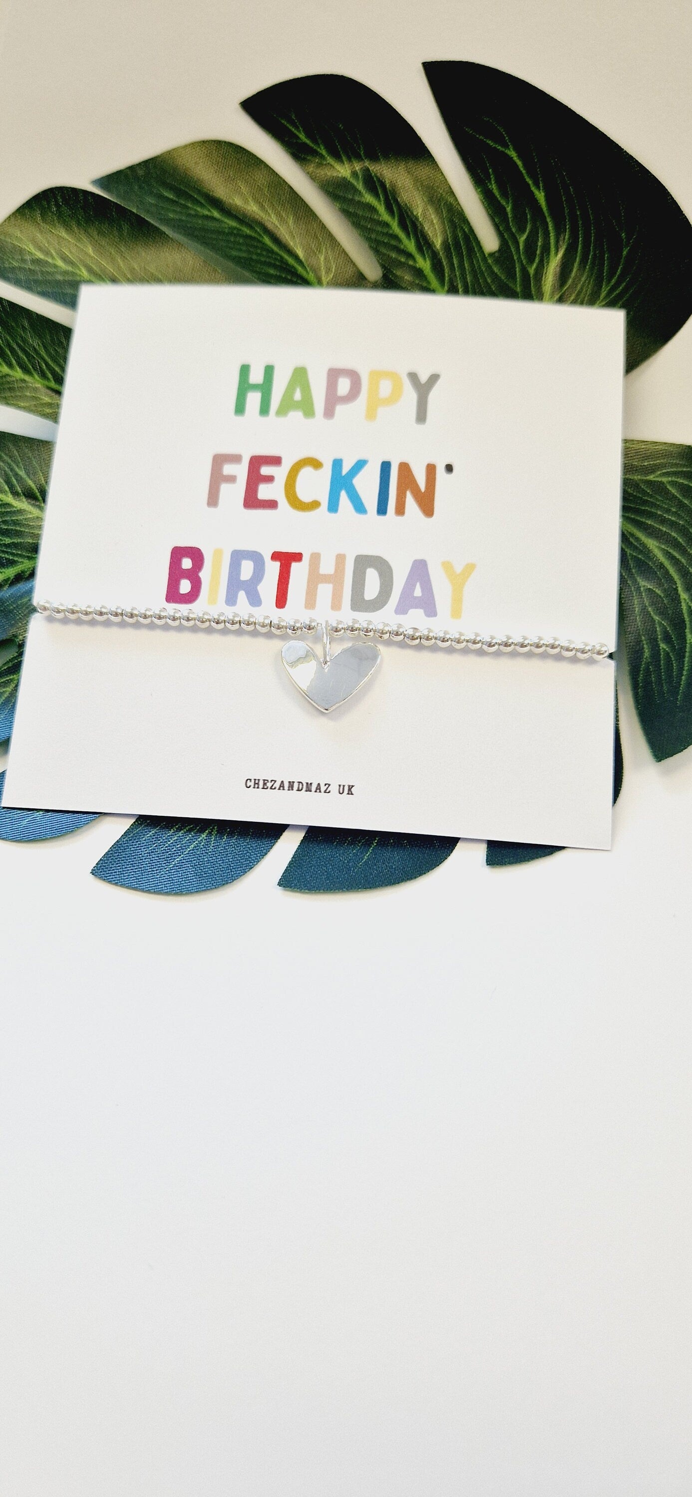 Happy Feckin' Birthday I Birthday I Silver Plated Bracelet I Silver Coloured Heart Charm I Birthday Gift Keepsake I Funny