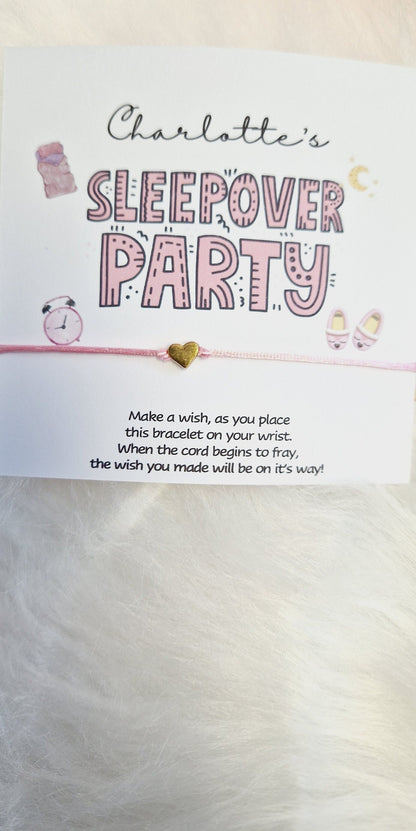 Sleepover Party Favor: Wish Bracelet & Personalized Card