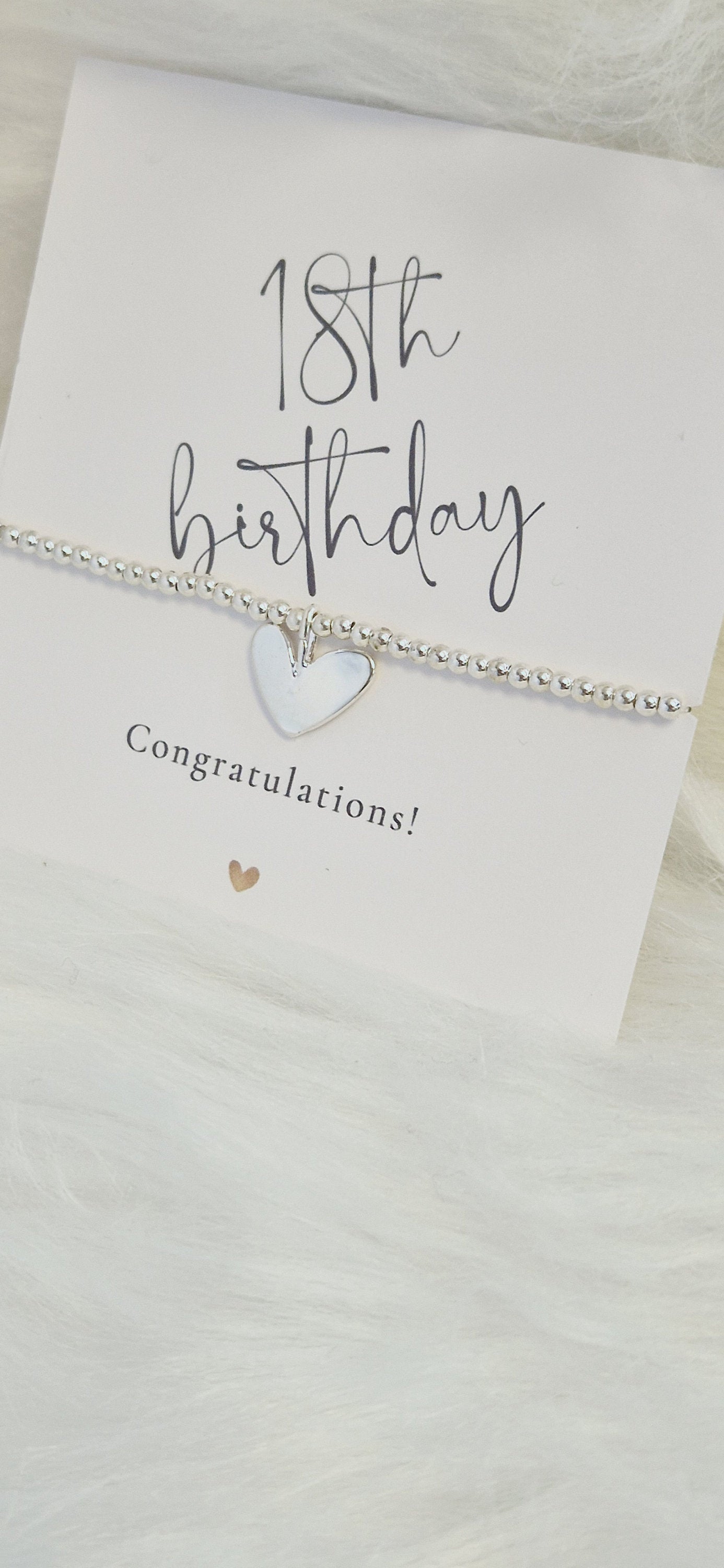 18th, 18, Eighteen Birthday Silver Plated Bracelet: Heart Charm, Keepsake Gift