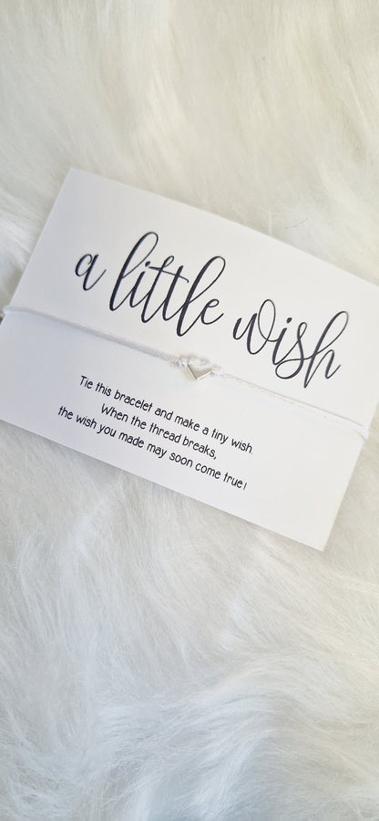 Bulk Personalised Wish Bracelet: Silver Heart Charm, Custom Message Card