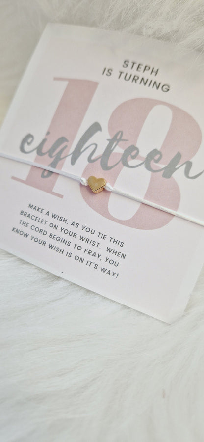 Personalized Birthday Wish Bracelet – Heart Charm, Party Favor