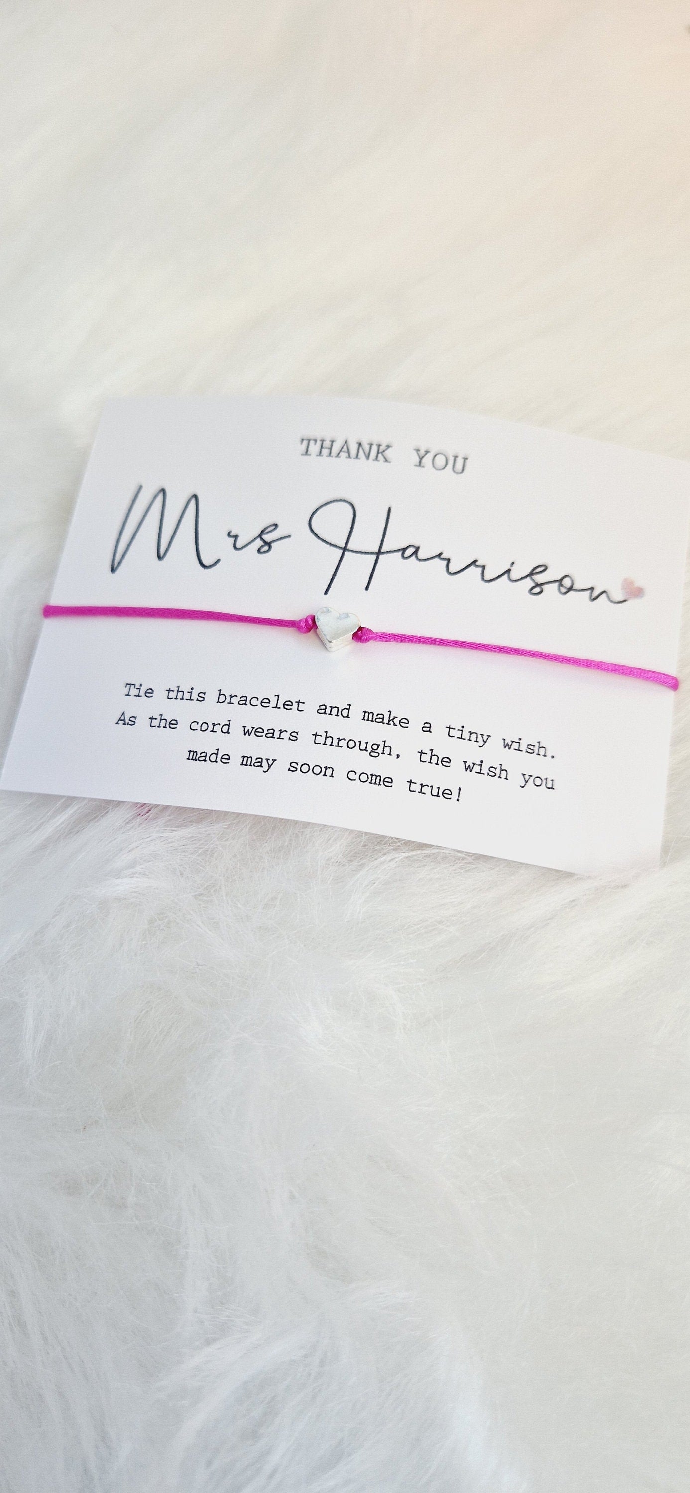 Bulk Personalised Teacher Gift-I Teacher Appreciation I Wish Bracelet Children Leaving School | End of School Gift I t46