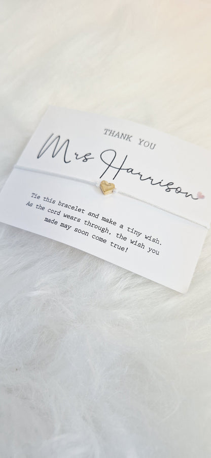 Bulk Personalised Teacher Gift-I Teacher Appreciation I Wish Bracelet Children Leaving School | End of School Gift I t46
