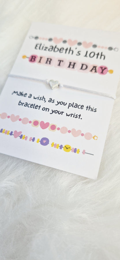 Birthday Friendship Bracelet Design I Wish String Charm Bracelet I Party bag filler I Personalised I Any age I Party A6