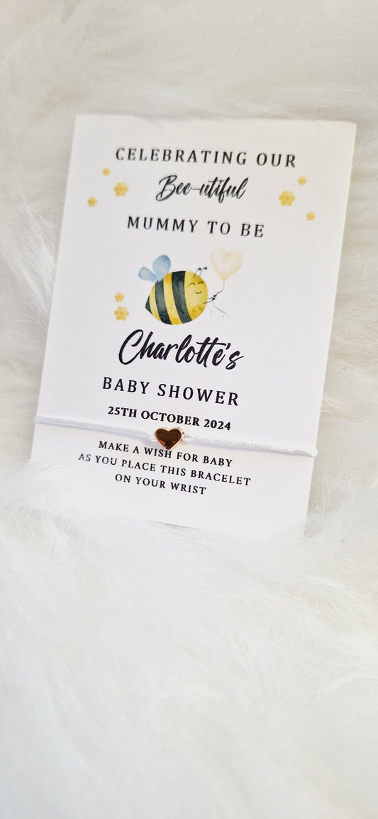 Personalised Baby Shower Wish Bracelet: Bee Design, Mummy To Be, Gender Neutral - Bumble Bee