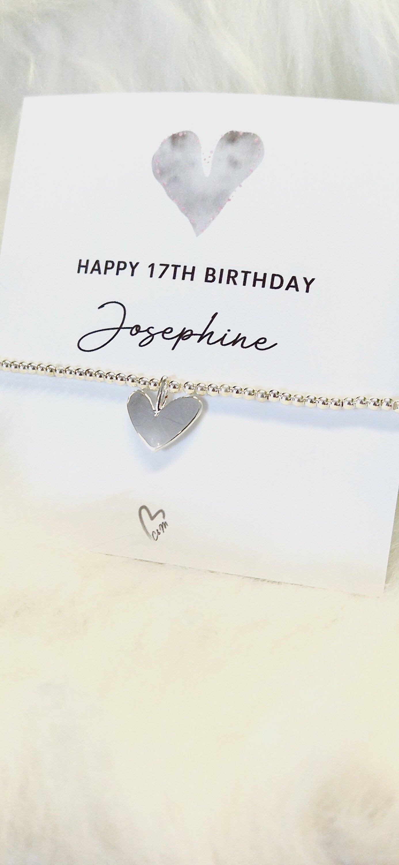 Happy 17th Birthday Personalised  I 17 I Silver plated charm bracelet & silver heart charm I Seventeen I Birthday Gift I m6