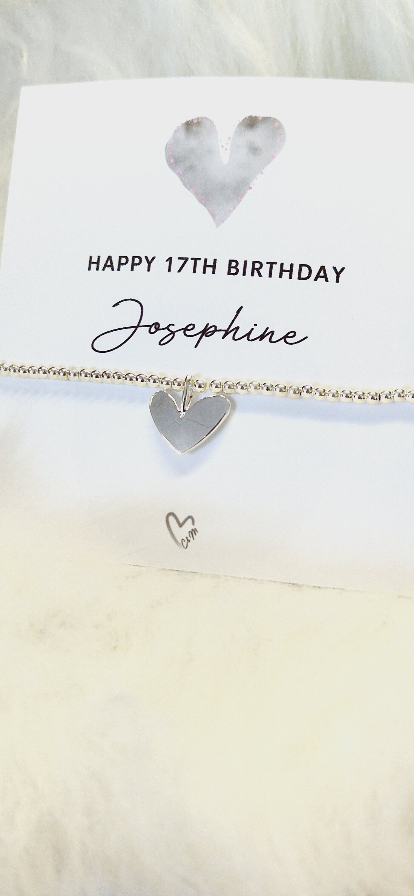 Happy 17th Birthday Personalised  I 17 I Silver plated charm bracelet & silver heart charm I Seventeen I Birthday Gift I m6