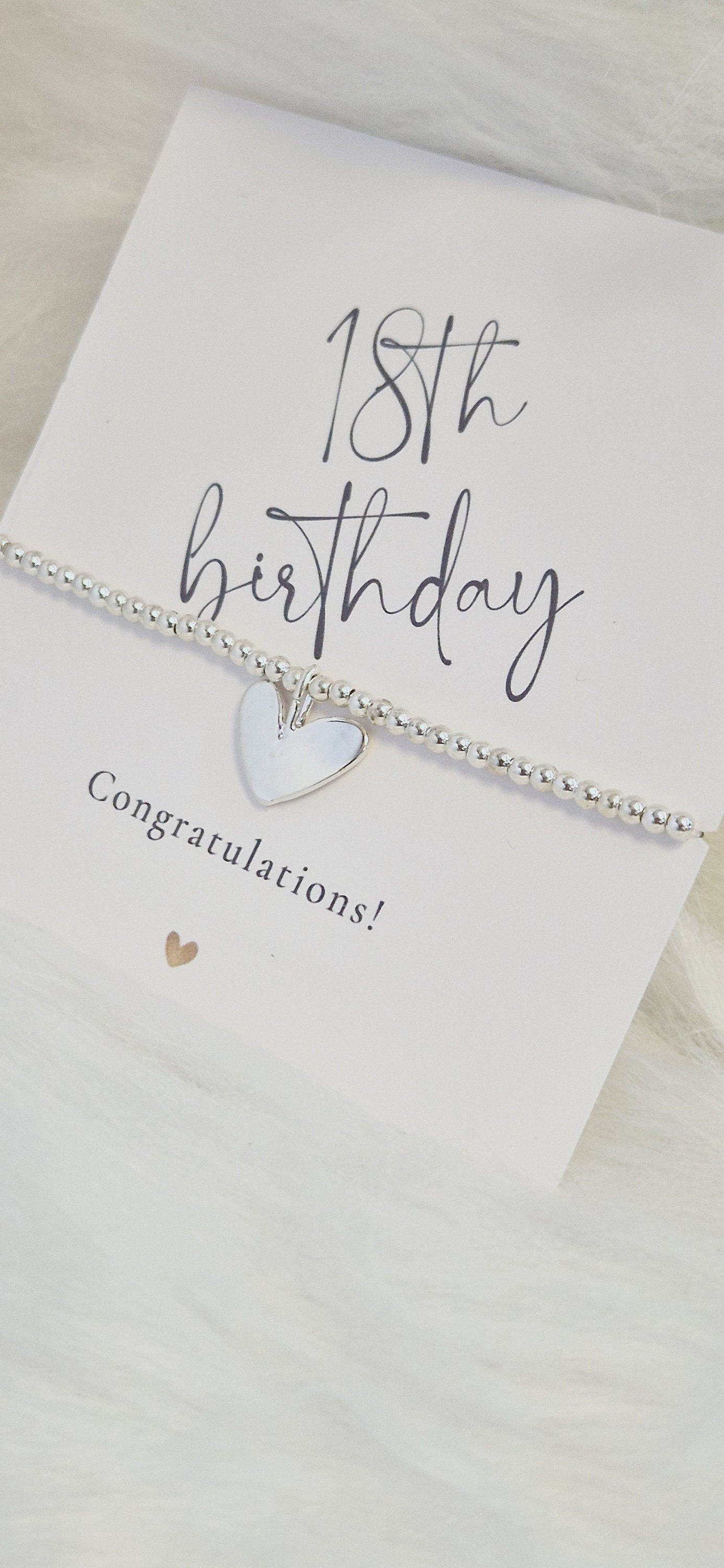 18th, 18, Eighteen Birthday Silver Plated Bracelet: Heart Charm, Keepsake Gift