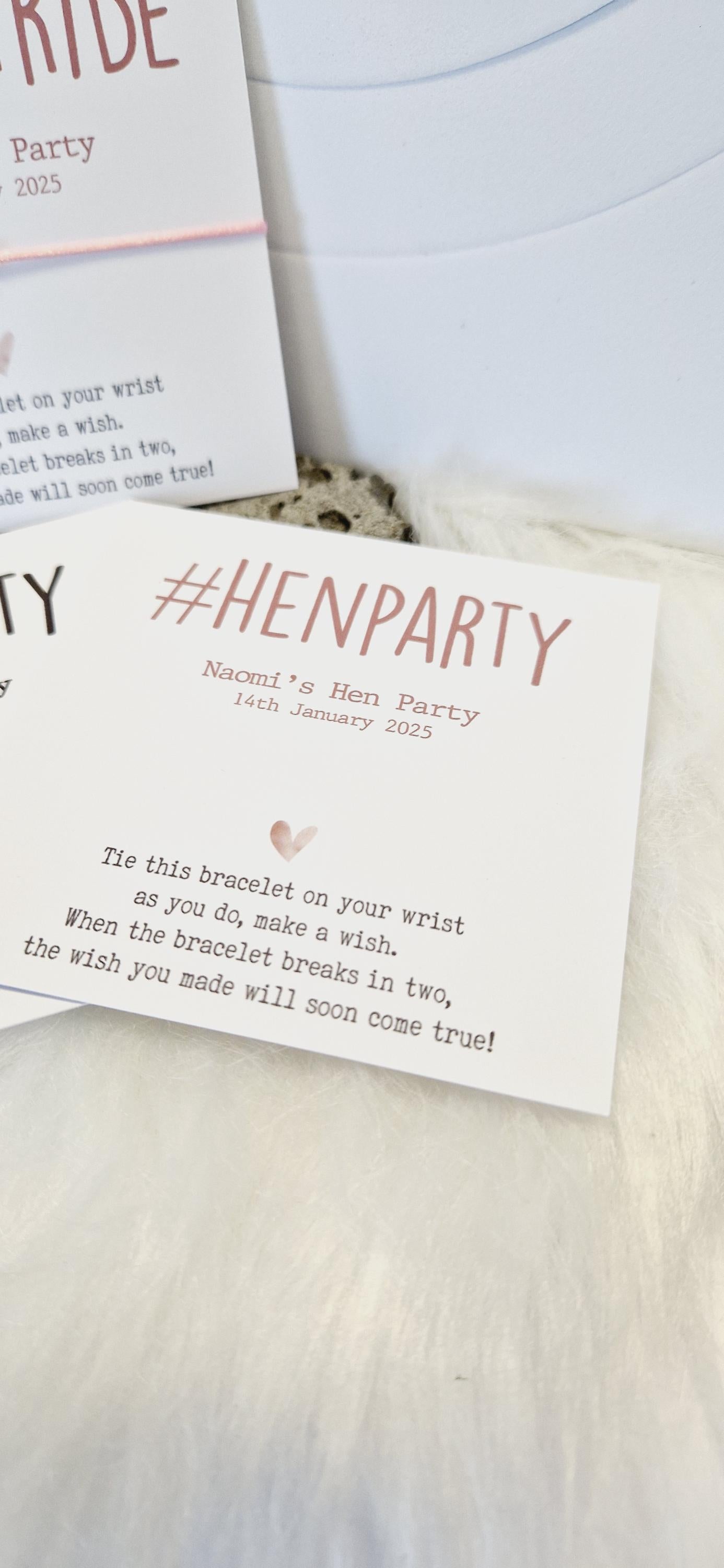 Pack of 10 Hen Party, Hashtag, Wish Bracelets - Personalised  - Goodie Bag Filler - Hen Weekend, Hen Do.