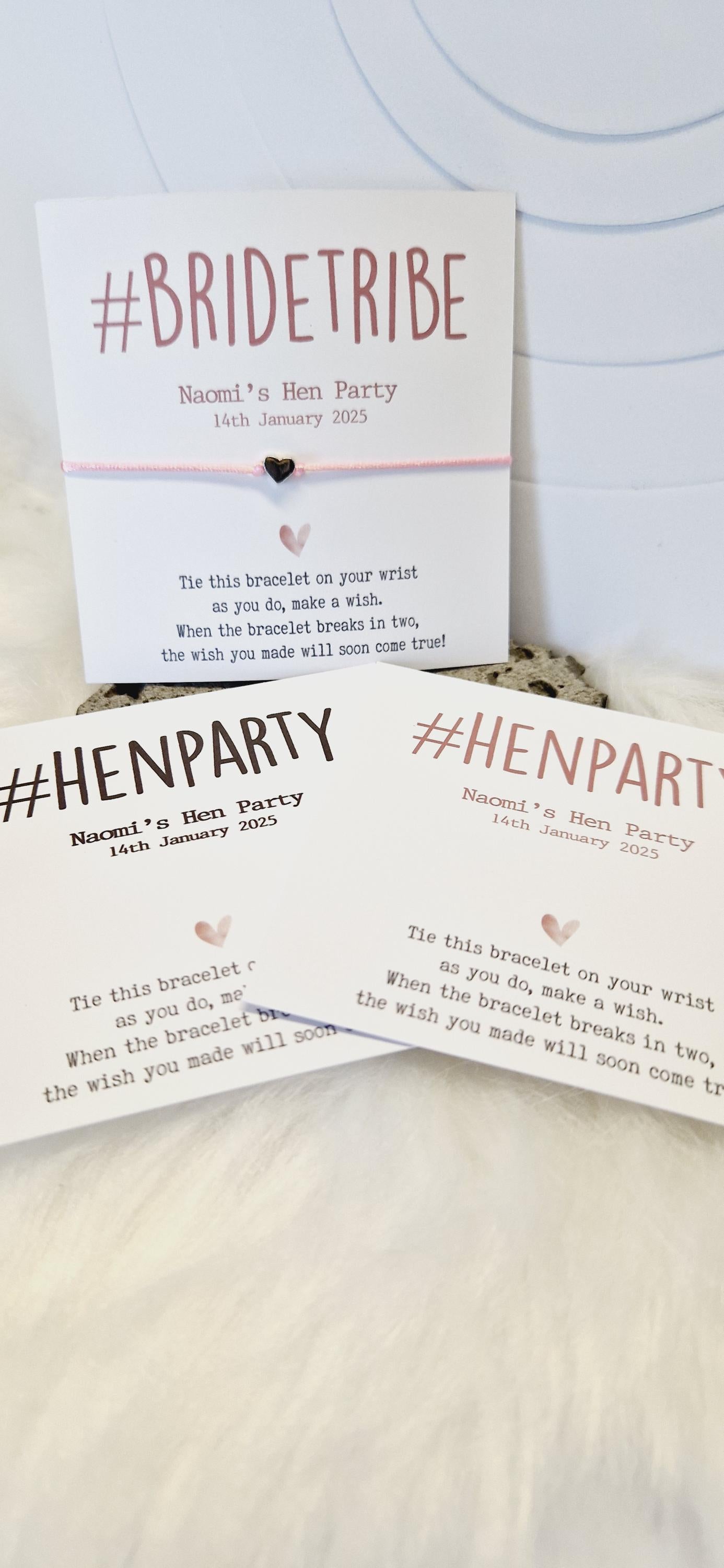 Pack of 10 Hen Party, Hashtag, Wish Bracelets - Personalised  - Goodie Bag Filler - Hen Weekend, Hen Do.
