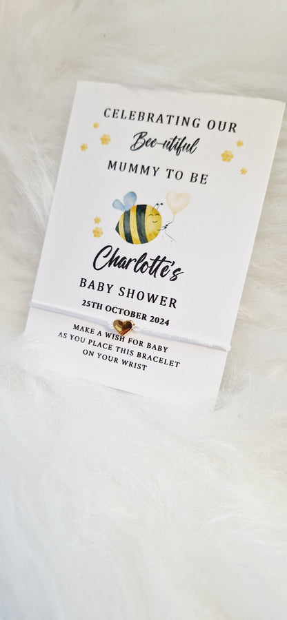 Personalised Baby Shower Wish Bracelet: Bee Design, Mummy To Be, Gender Neutral - Bumble Bee