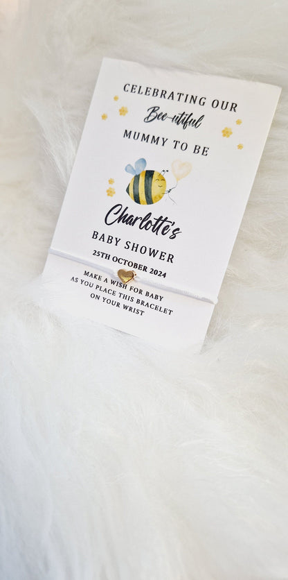 Personalised Baby Shower Wish Bracelet: Bee Design, Mummy To Be, Gender Neutral - Bumble Bee