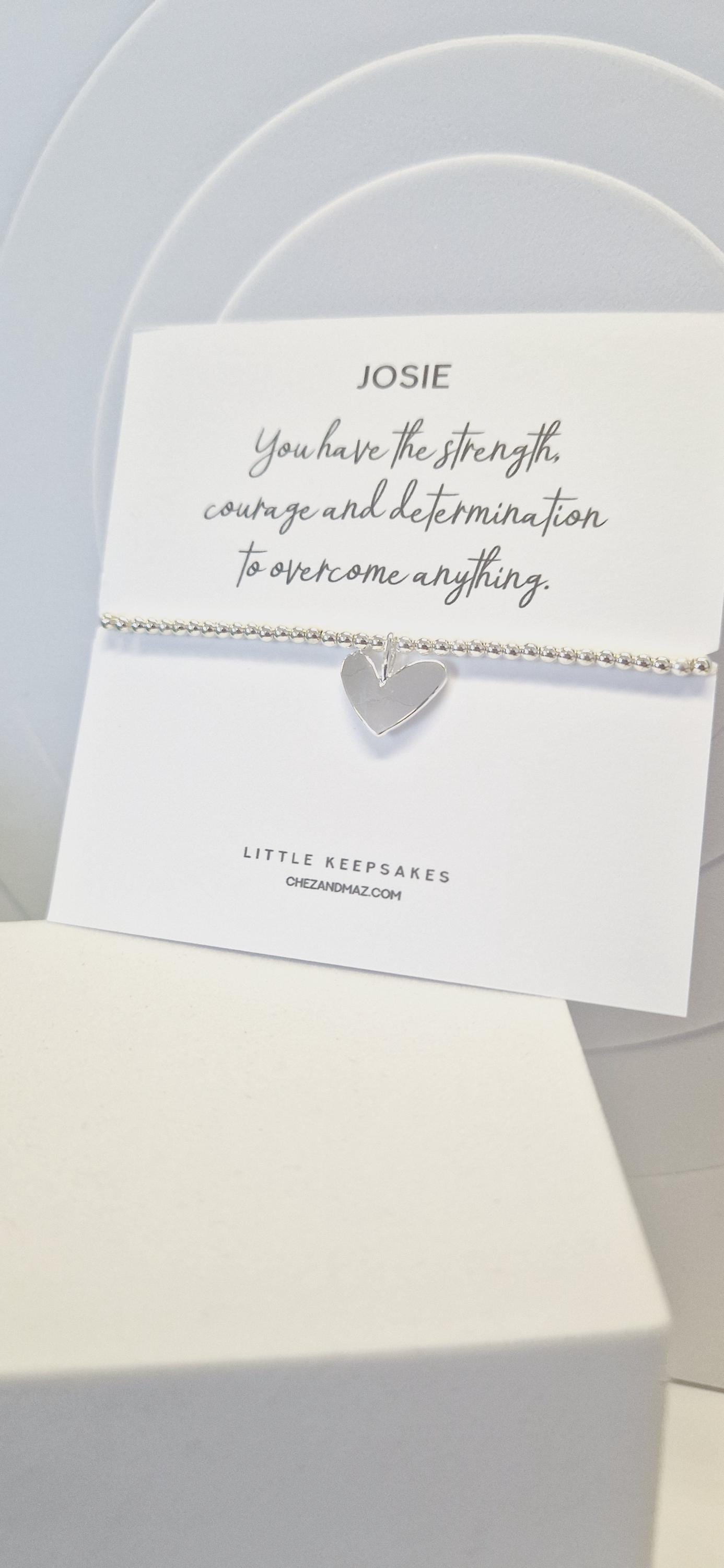 Personalised Silver Heart Charm Bracelet: Empowering Gift - You have the strength courage and determination to overcome anything