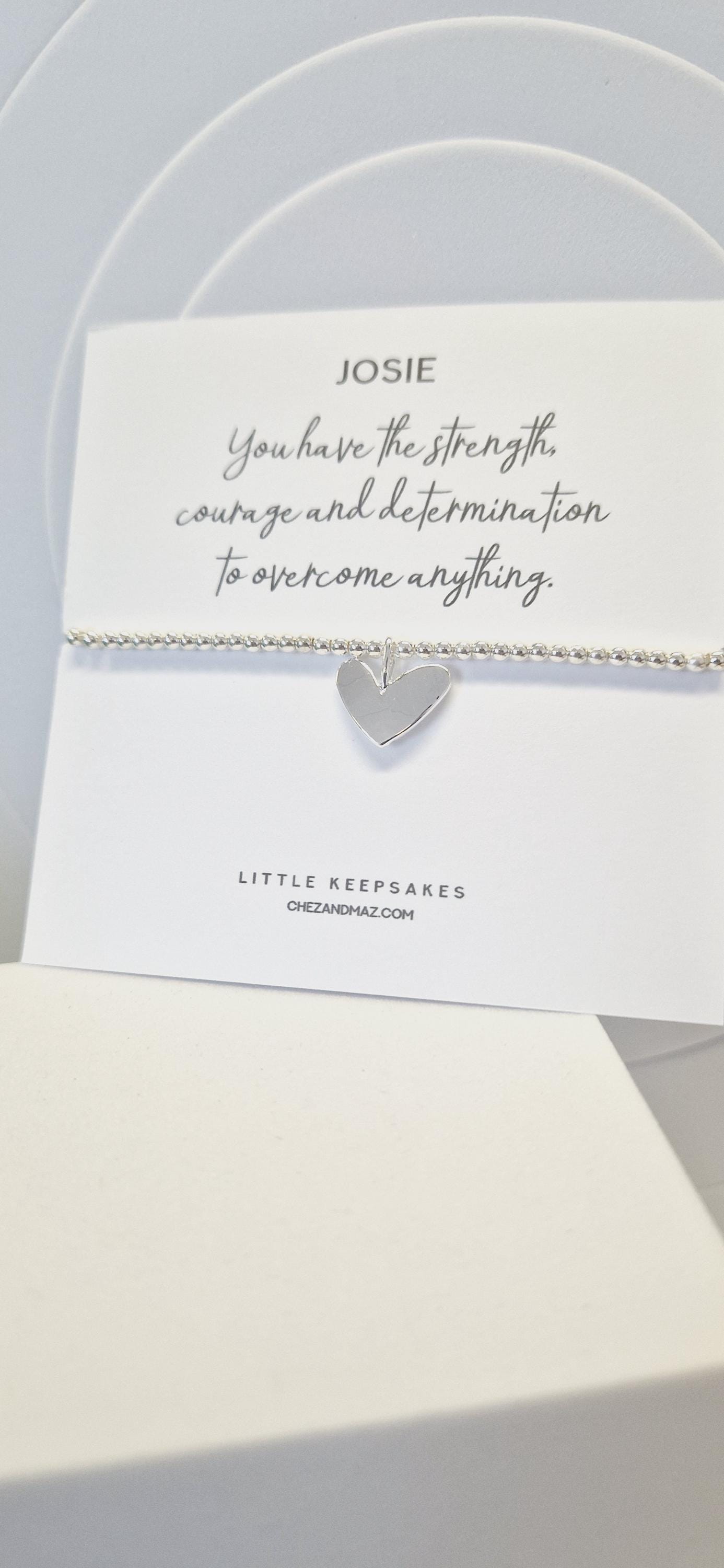 Personalised Silver Heart Charm Bracelet: Empowering Gift - You have the strength courage and determination to overcome anything
