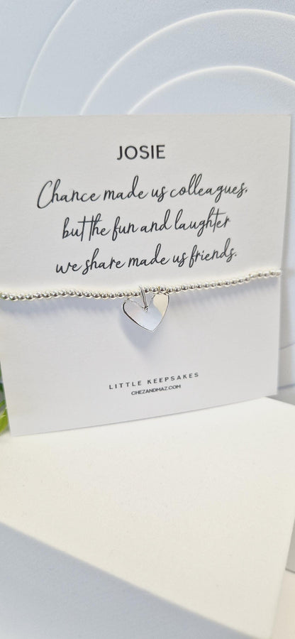 Chance made us colleagues, Personalised Silver Plated Charm Bracelet: Colleague Friendship Gift