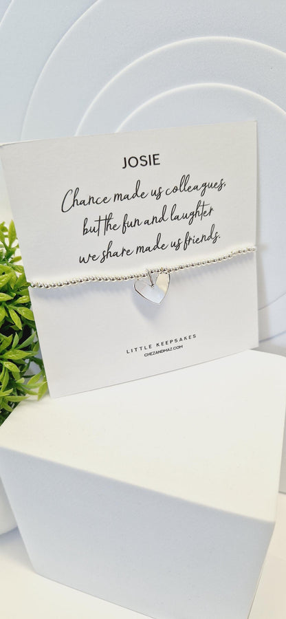 Chance made us colleagues, Personalised Silver Plated Charm Bracelet: Colleague Friendship Gift