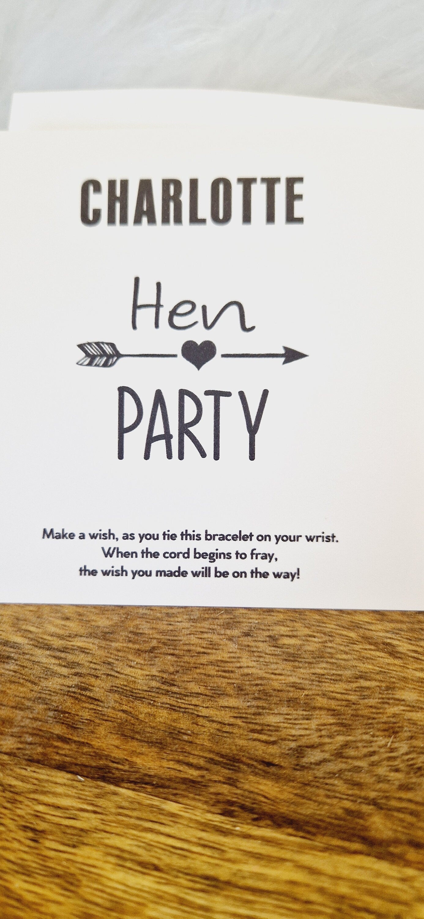 Personalised Individual Names Hen Party, Baby Shower Wish Bracelets - Personalised  - Goodie Bag Hen Weekend, Hen Do I Girls Weekend  I sa33
