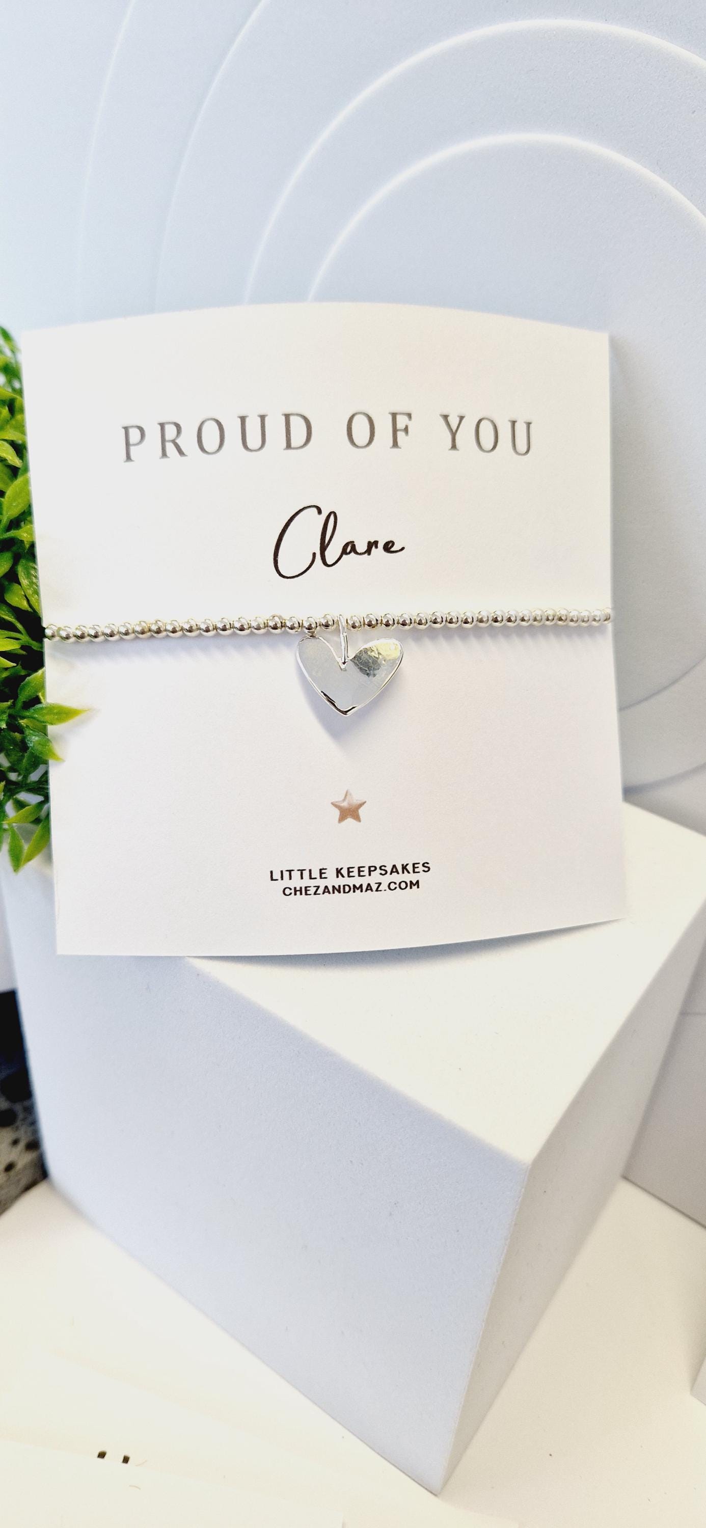 Personalised Proud of you  Exam I  Congrats I Good Luck I Mentor, ApprecIiation I Silver Plated Charm Bracelet & Heart Charm ICL1