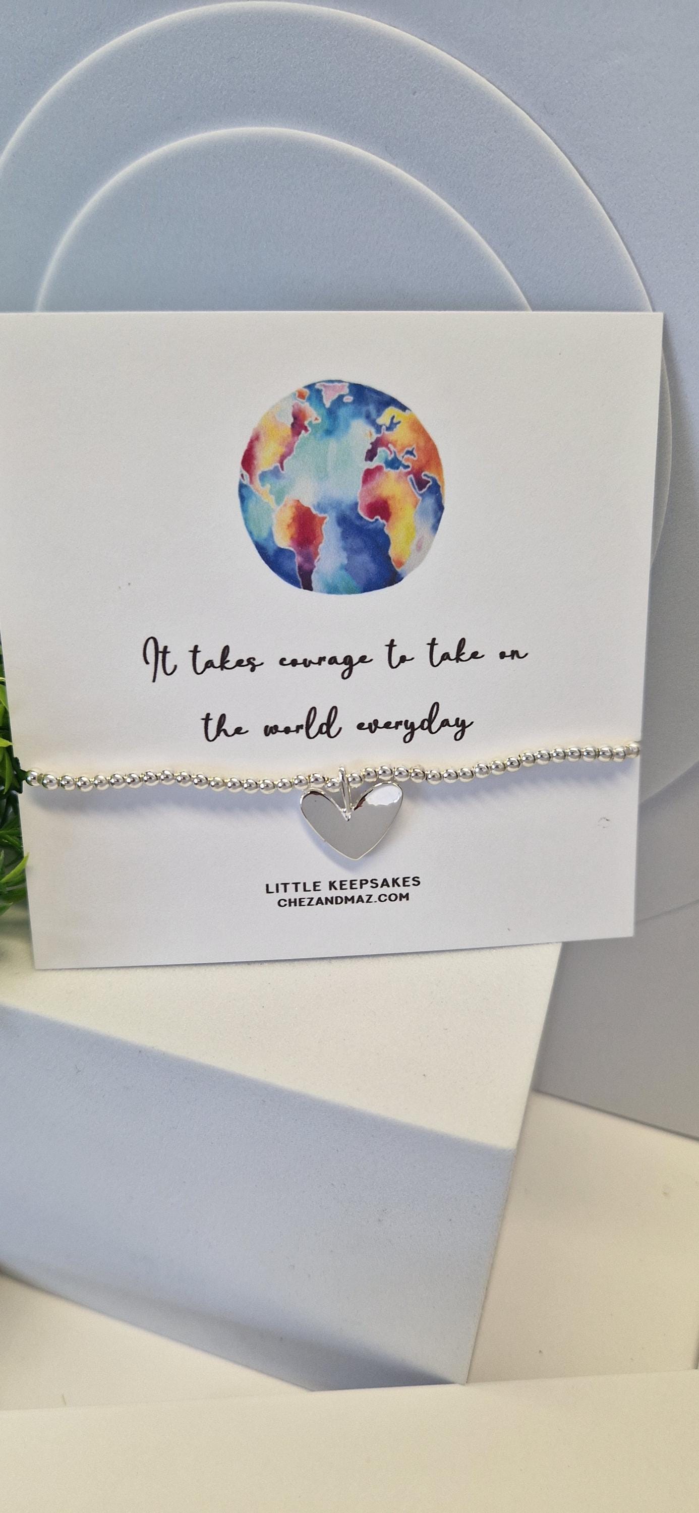 It takes courage to take on the world everyday ISilver Bracelet - Friendship Bracelet I Courage I Empowering | Silver Stacking Bracelet I TW