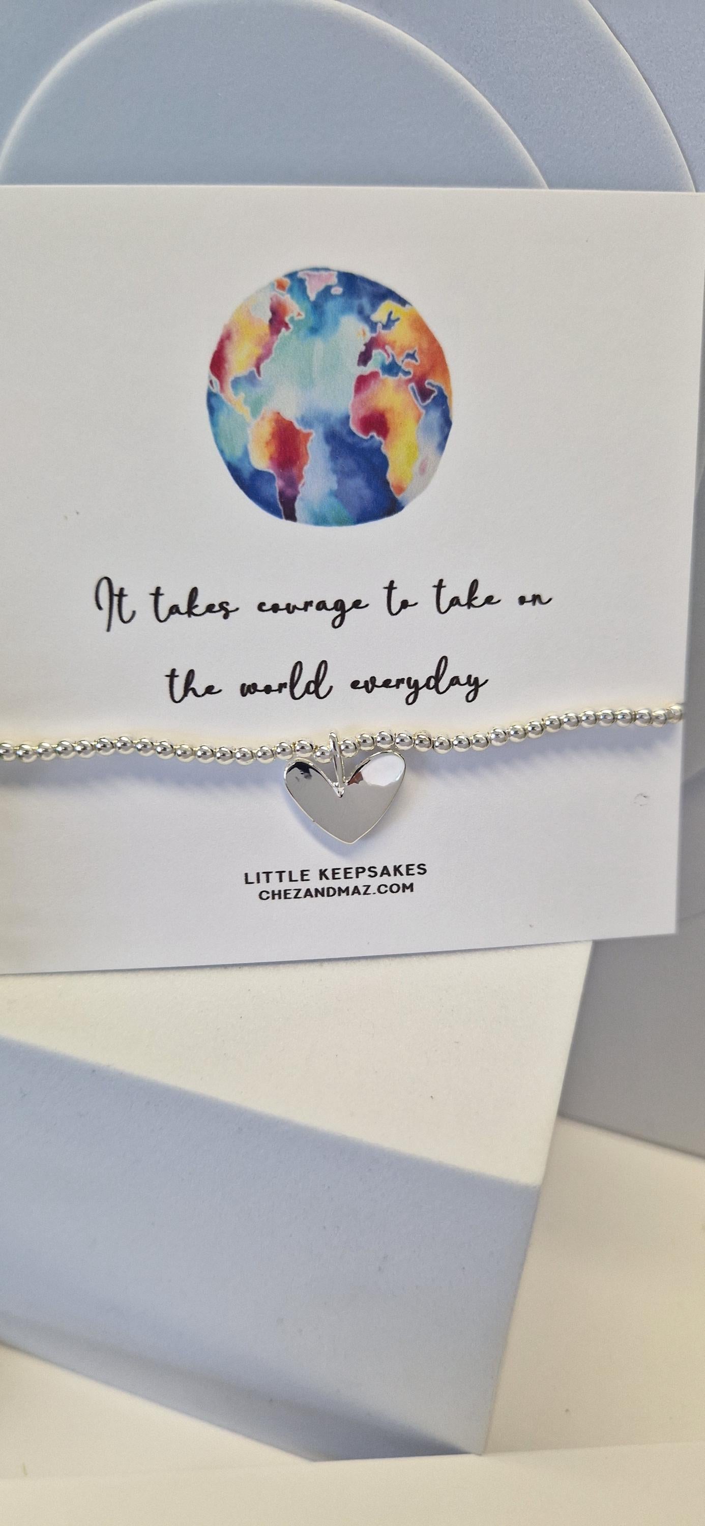 It takes courage to take on the world everyday ISilver Bracelet - Friendship Bracelet I Courage I Empowering | Silver Stacking Bracelet I TW