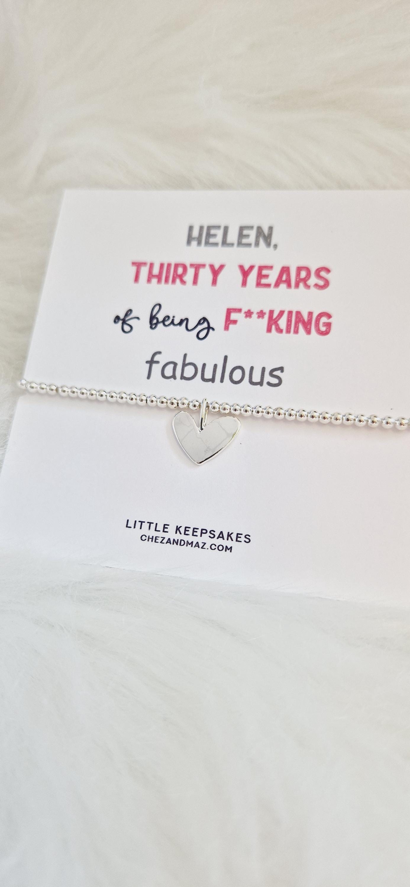 Birthday funny , F**king Fabulous Happy Birthday- Silver Plated Heart charm bracelet I Birthday Gift personalised