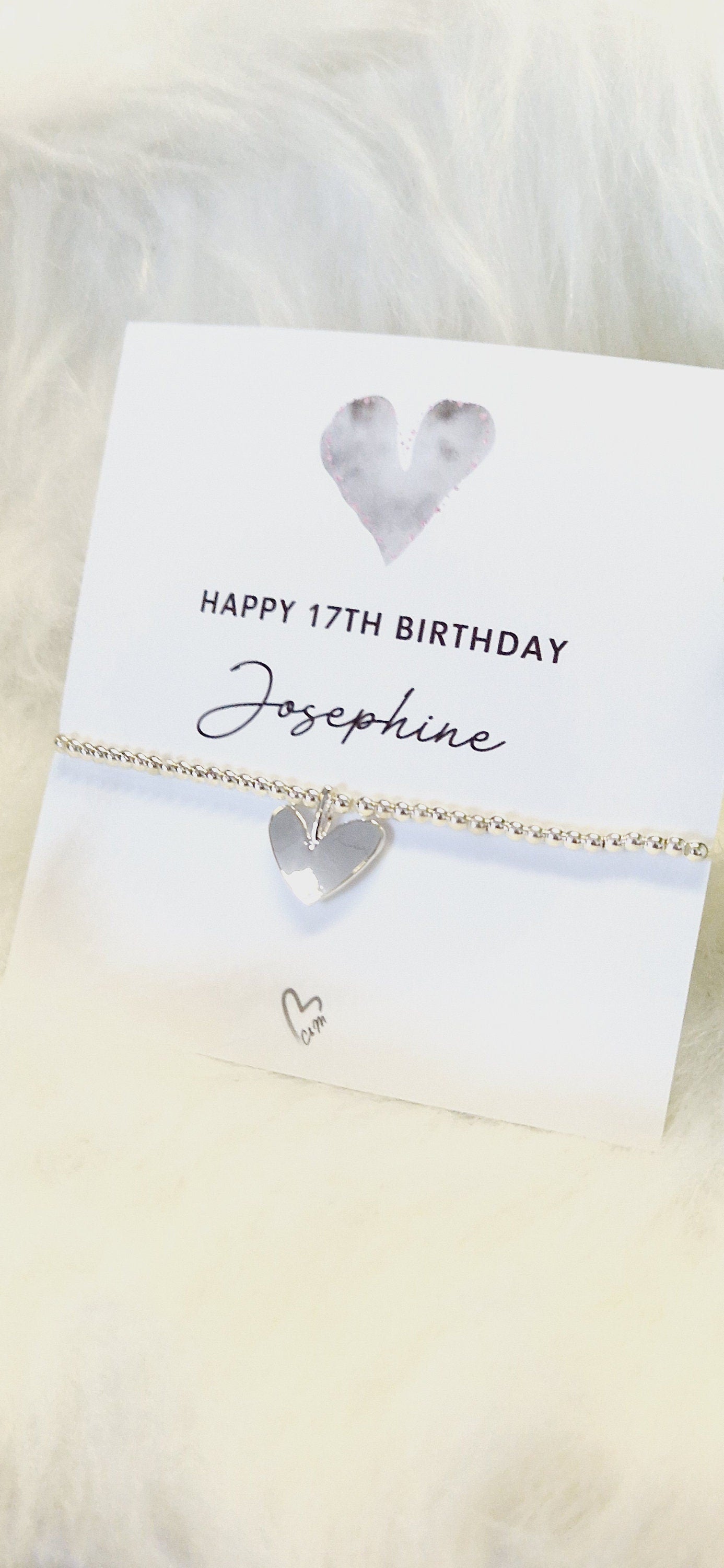 Happy 17th Birthday Personalised  I 17 I Silver plated charm bracelet & silver heart charm I Seventeen I Birthday Gift I m6