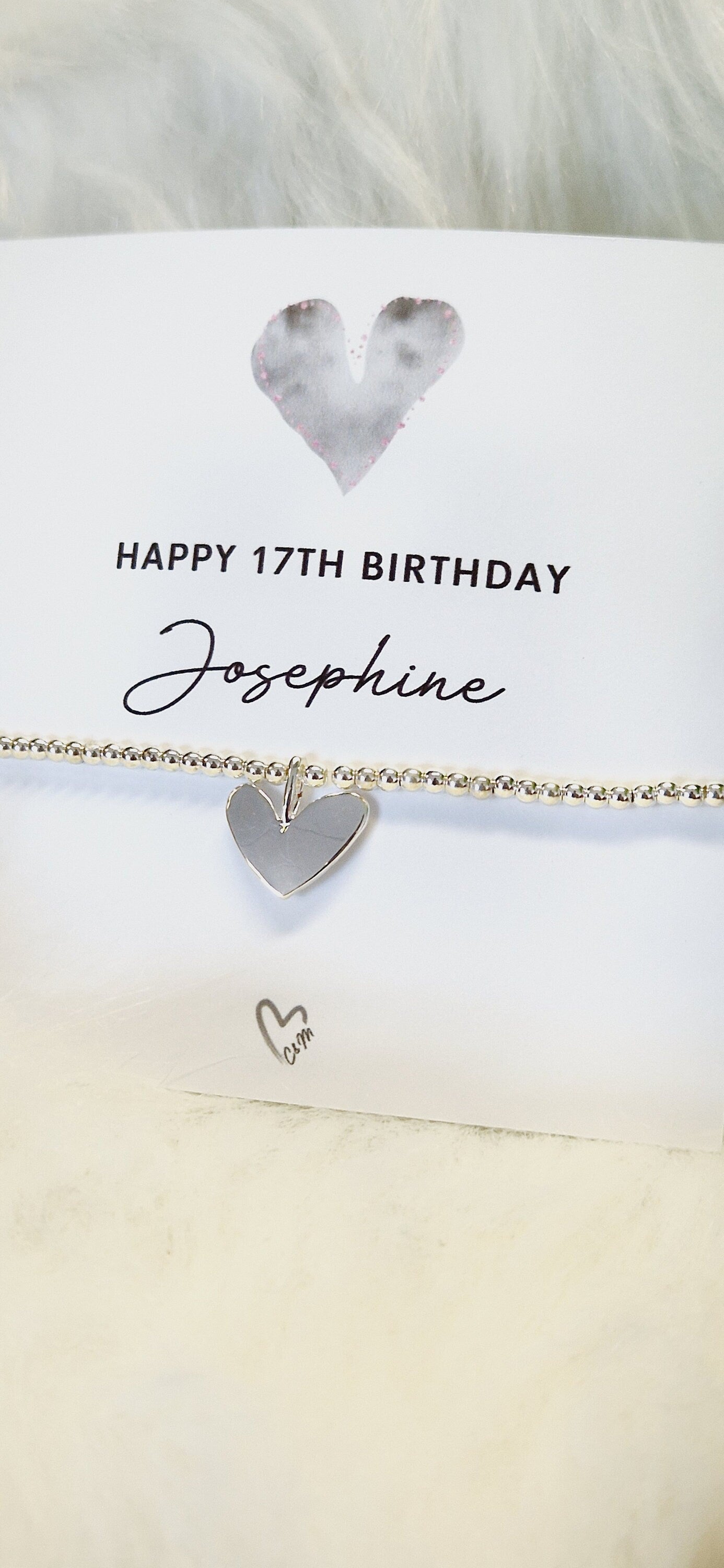 Happy 17th Birthday Personalised  I 17 I Silver plated charm bracelet & silver heart charm I Seventeen I Birthday Gift I m6