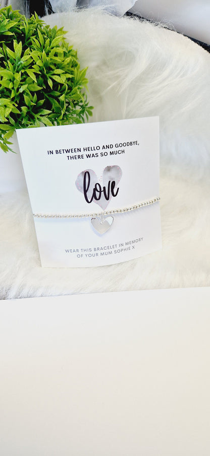 Personalised I Loss And Grief I Stretch Heart Charm Bracelet I Bereavement Silver Gift I Losing Someone I Thinking of you I Stretch Bracelet