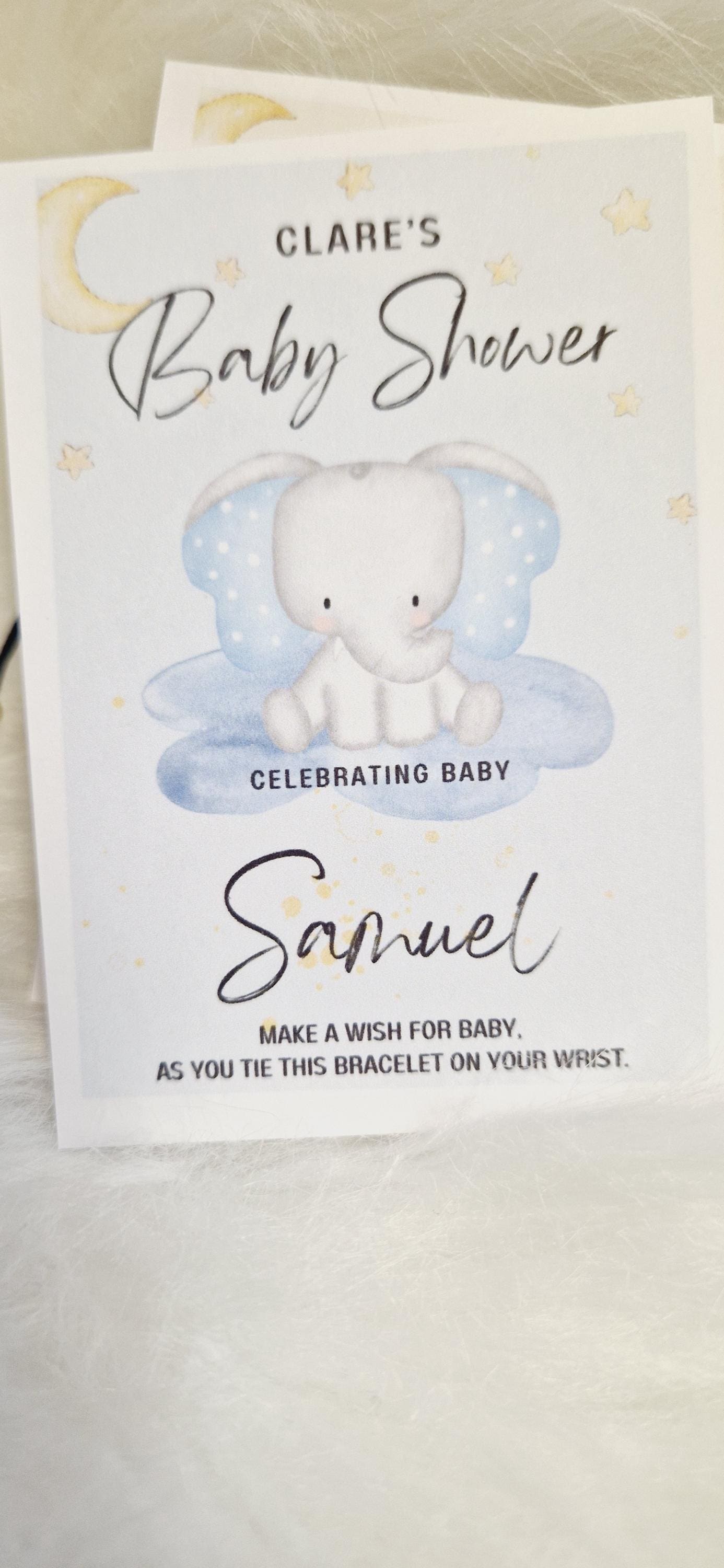 Baby Shower I Elephant I Gender Neutral I  Personalised Baby Shower Wish Bracelet, Mummy to Be I  Charm String Bracelet I E98