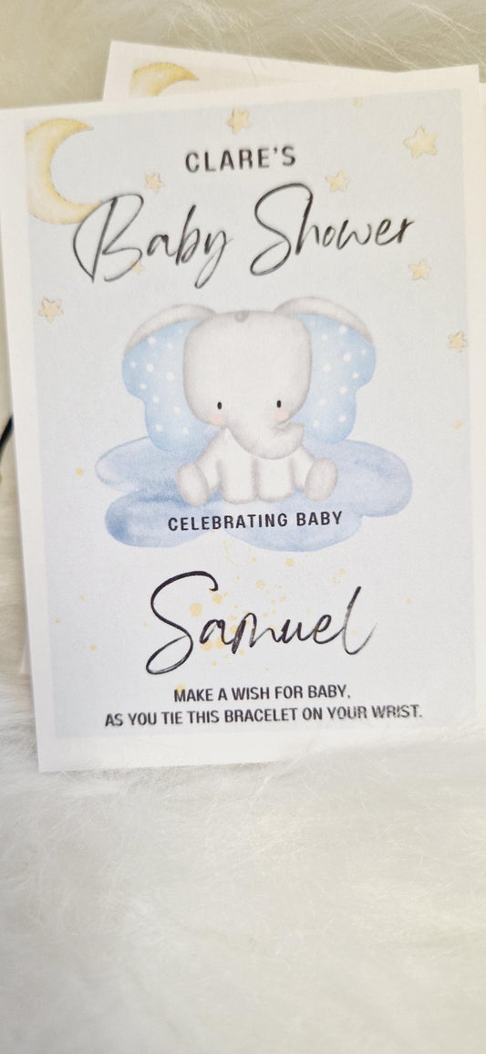Baby Shower I Elephant I Gender Neutral I  Personalised Baby Shower Wish Bracelet, Mummy to Be I  Charm String Bracelet I E98