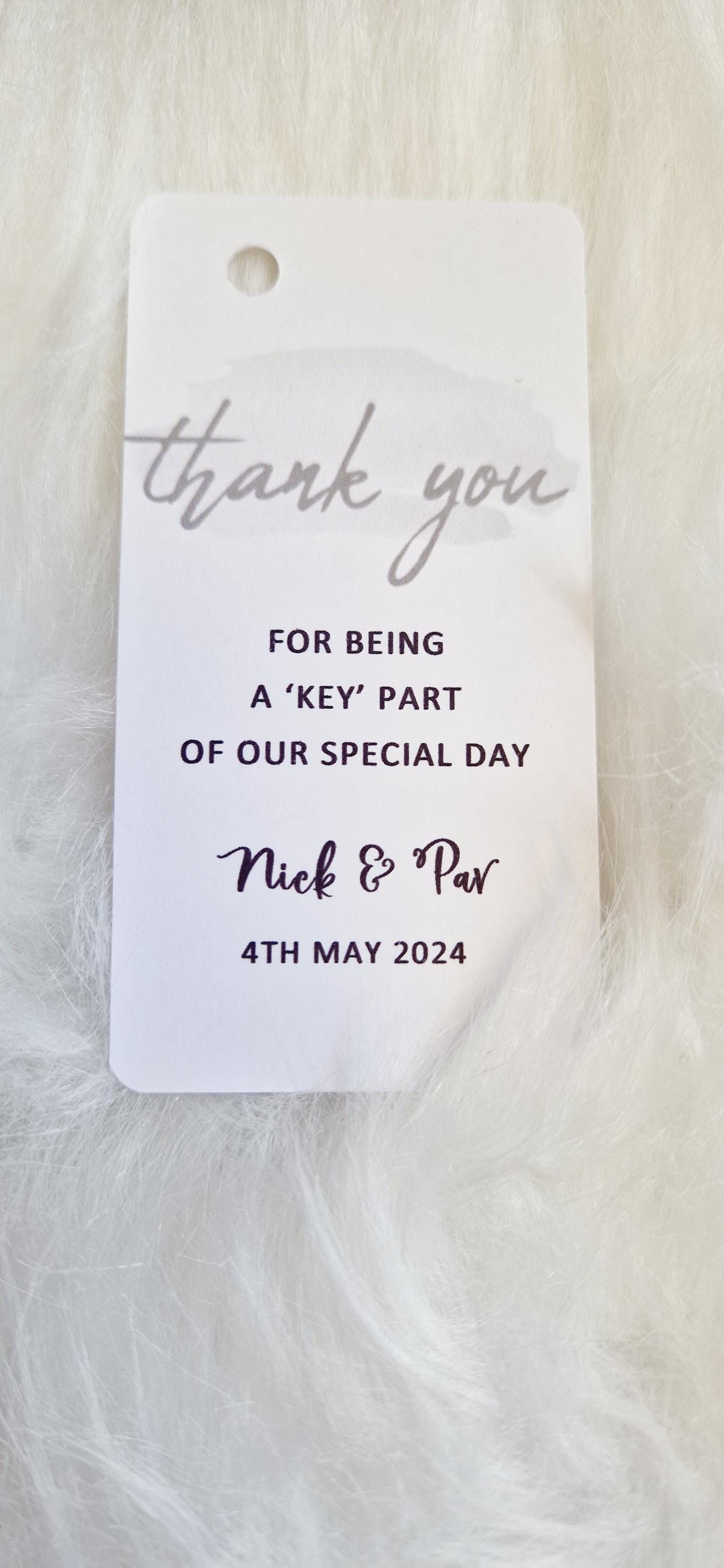 Vintage Key Bottle Opener Wedding Favor: Personalized Tag & Ribbon
