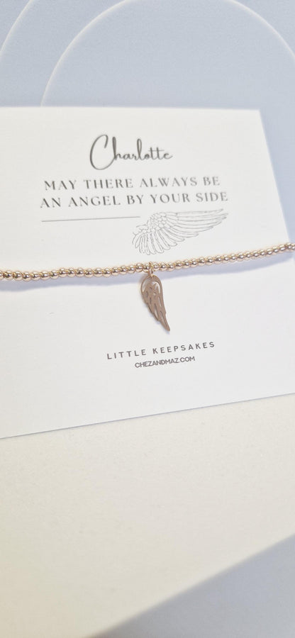 Grief, loss, Feather, May There Always Be An Angel By Your Side Beaded Bracelet,  Angel Charm I Gift For Her I Prayer | JU6