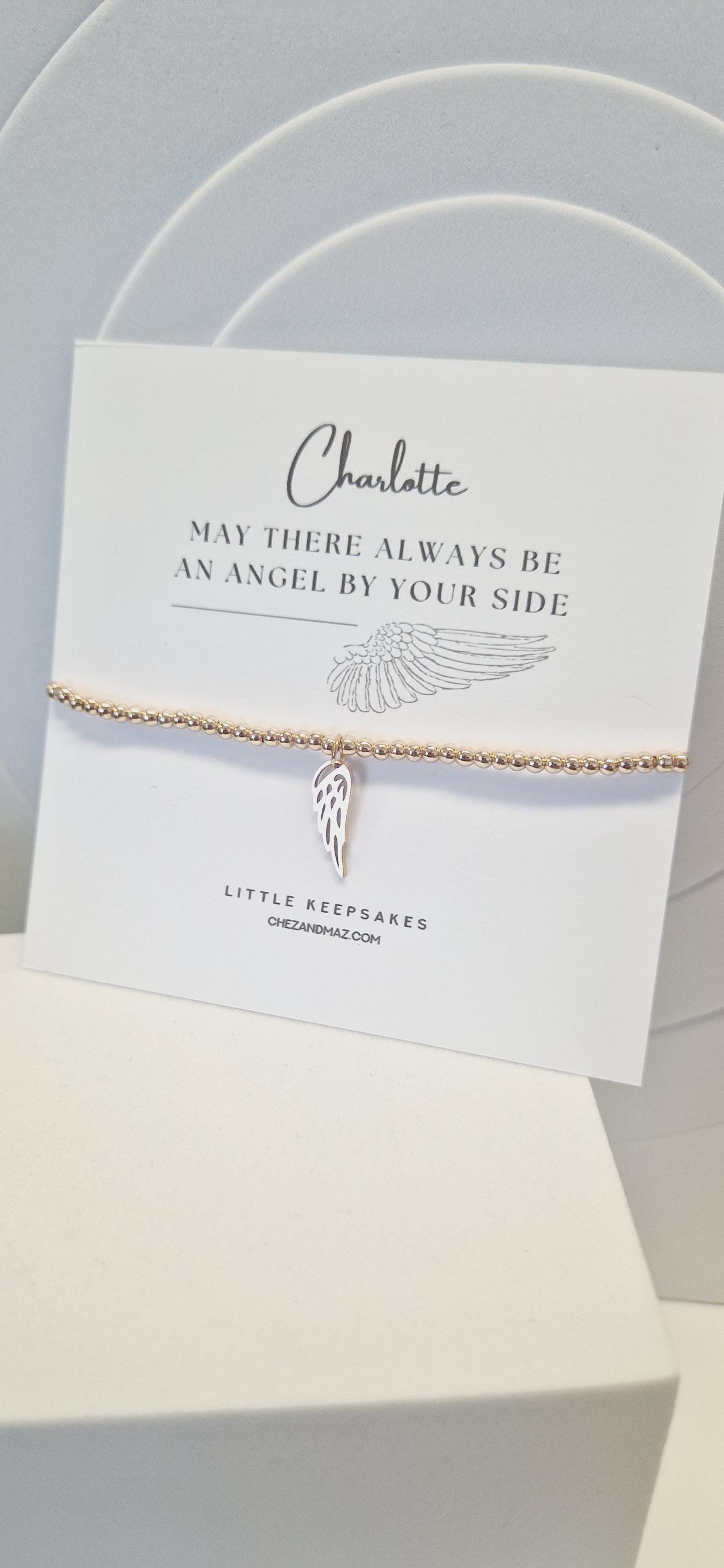 Grief, loss, Feather, May There Always Be An Angel By Your Side Beaded Bracelet,  Angel Charm I Gift For Her I Prayer | JU6