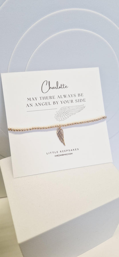 Grief, loss, Feather, May There Always Be An Angel By Your Side Beaded Bracelet,  Angel Charm I Gift For Her I Prayer | JU6