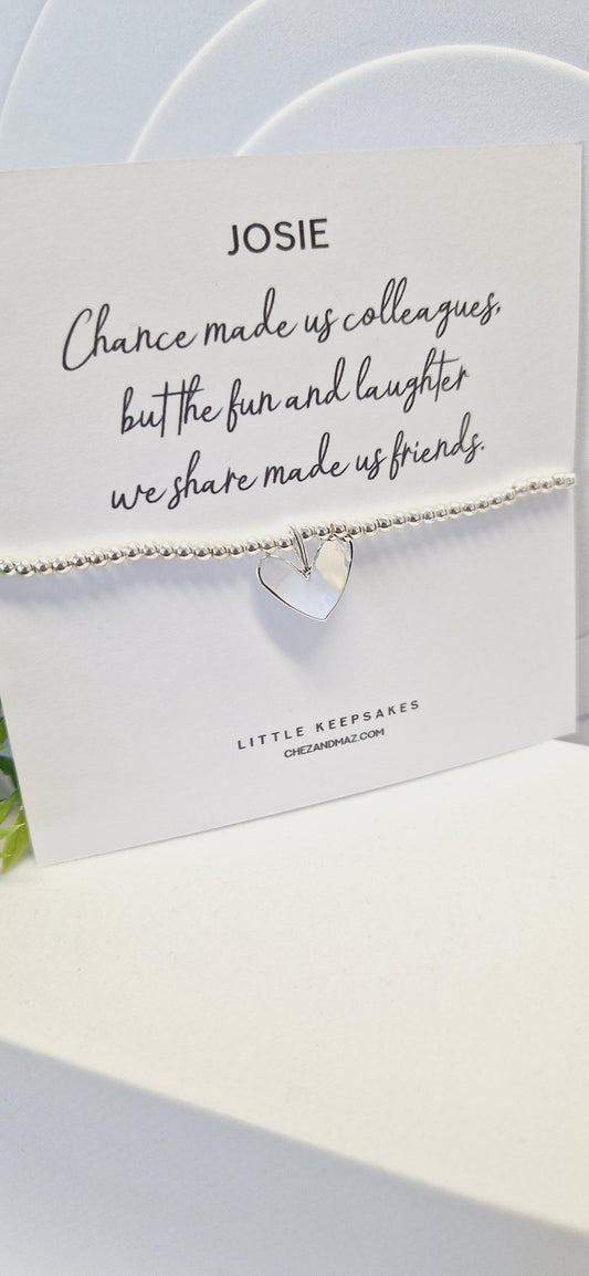Chance made us colleagues, Personalised Silver Plated Charm Bracelet: Colleague Friendship Gift - Team gift, friend