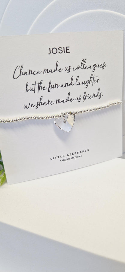 Chance made us colleagues, Personalised Silver Plated Charm Bracelet: Colleague Friendship Gift