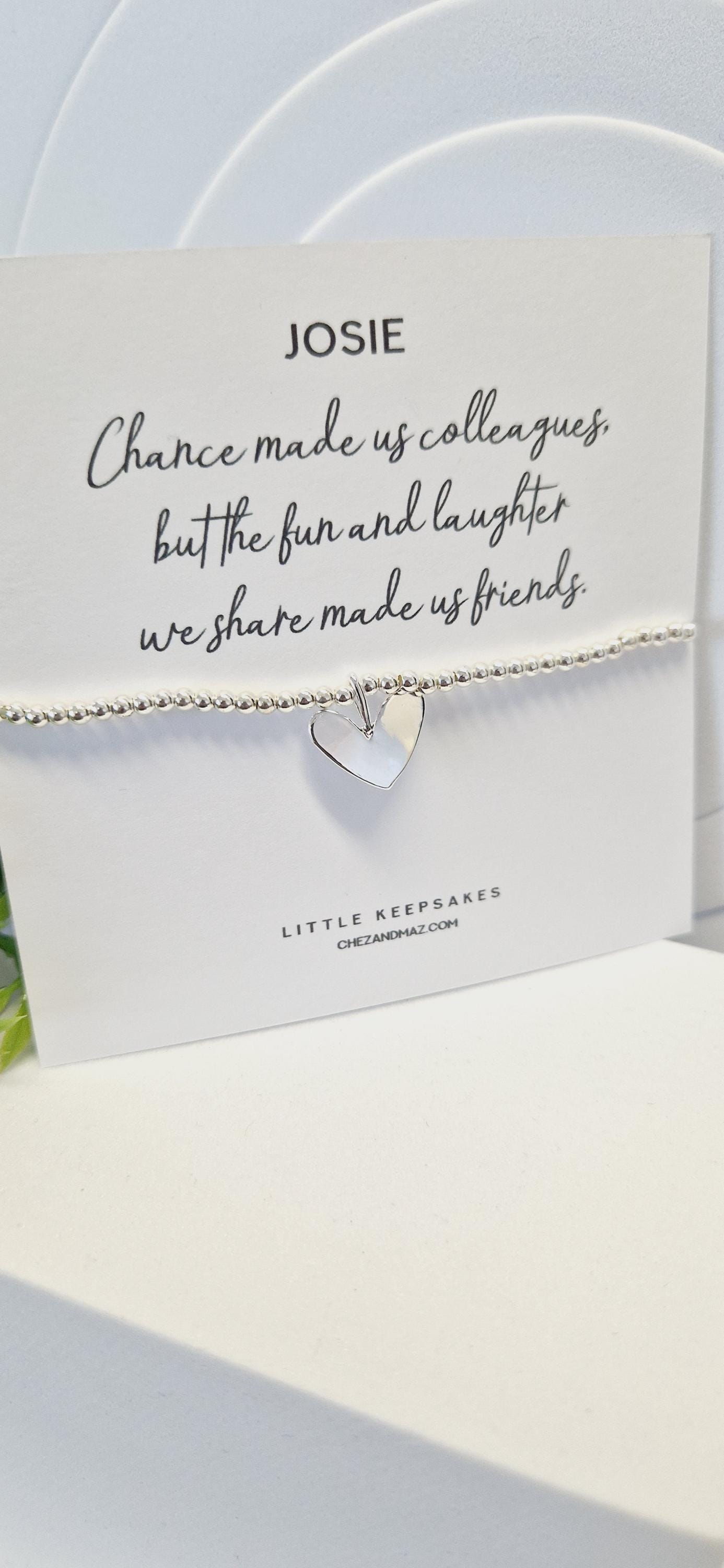 Chance made us colleagues, Personalised Silver Plated Charm Bracelet: Colleague Friendship Gift