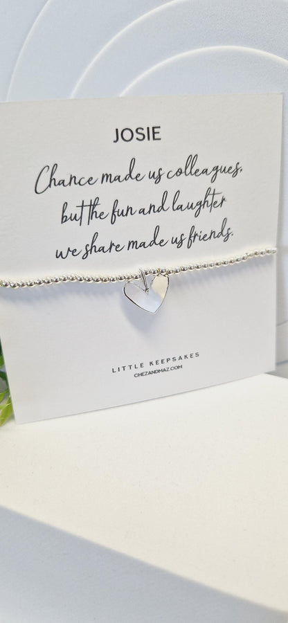 Chance made us colleagues, Personalised Silver Plated Charm Bracelet: Colleague Friendship Gift