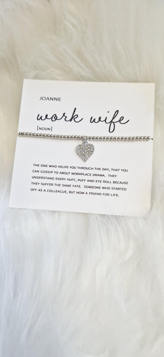 Personalised Work Wife I  Friendship Gift | Leaving Gift Colleague | Retirement Gift | Work Friend I Silver Plated Charm WW3