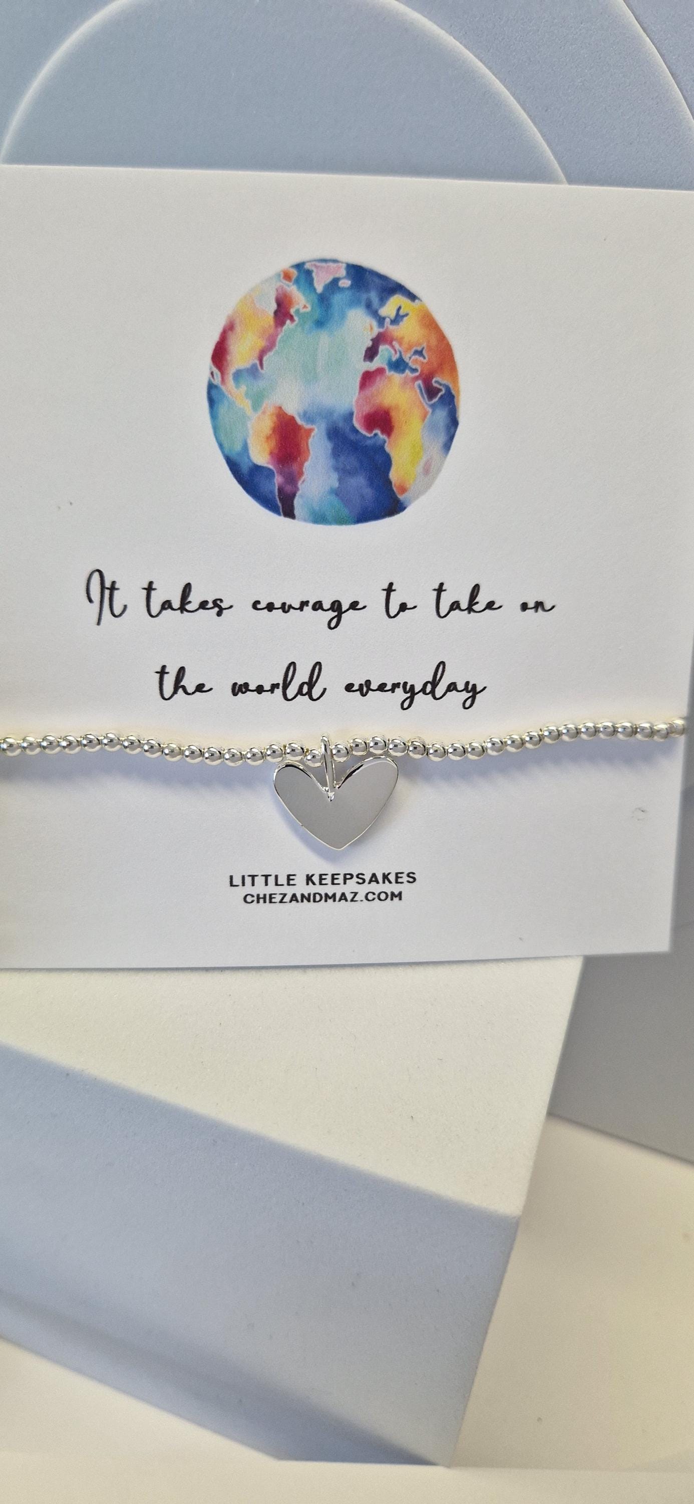 It takes courage to take on the world everyday ISilver Bracelet - Friendship Bracelet I Courage I Empowering | Silver Stacking Bracelet I TW