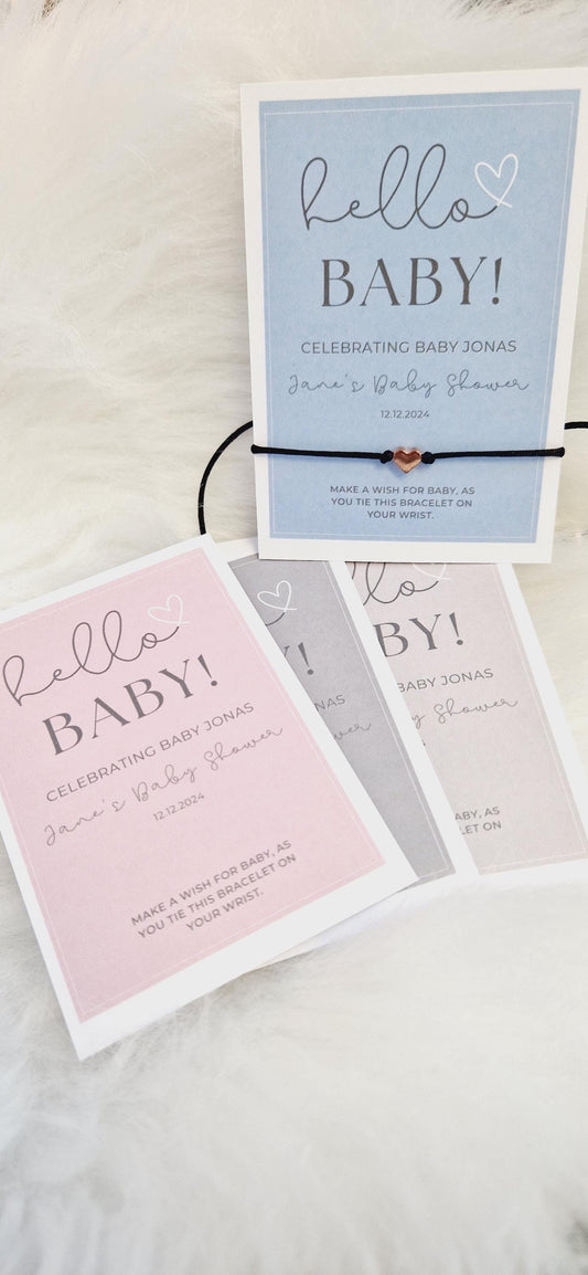 Baby Shower I Hello Baby I Personalised Baby Shower Wish Bracelet I Mummy to Be I Guest Favour String Bracelet I  Personalised Gift - hB11