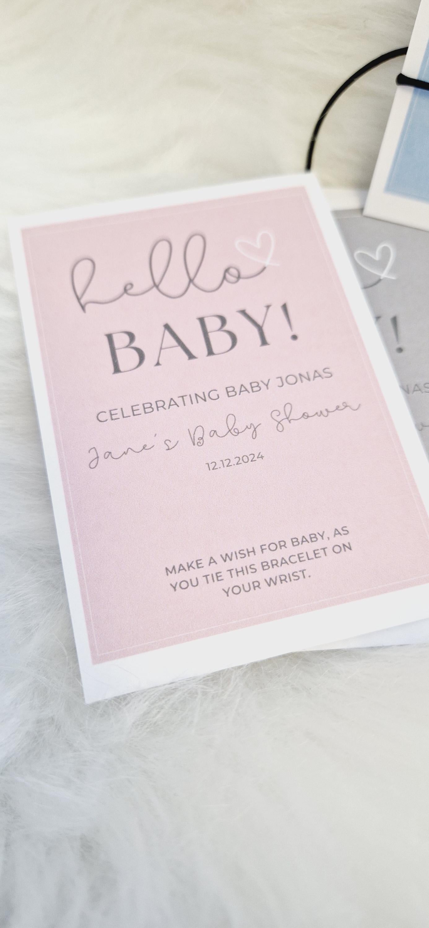 Baby Shower I Hello Baby I Personalised Baby Shower Wish Bracelet I Mummy to Be I Guest Favour String Bracelet I  Personalised Gift - hB11