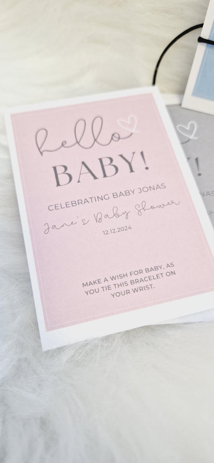 Baby Shower I Hello Baby I Personalised Baby Shower Wish Bracelet I Mummy to Be I Guest Favour String Bracelet I  Personalised Gift - hB11