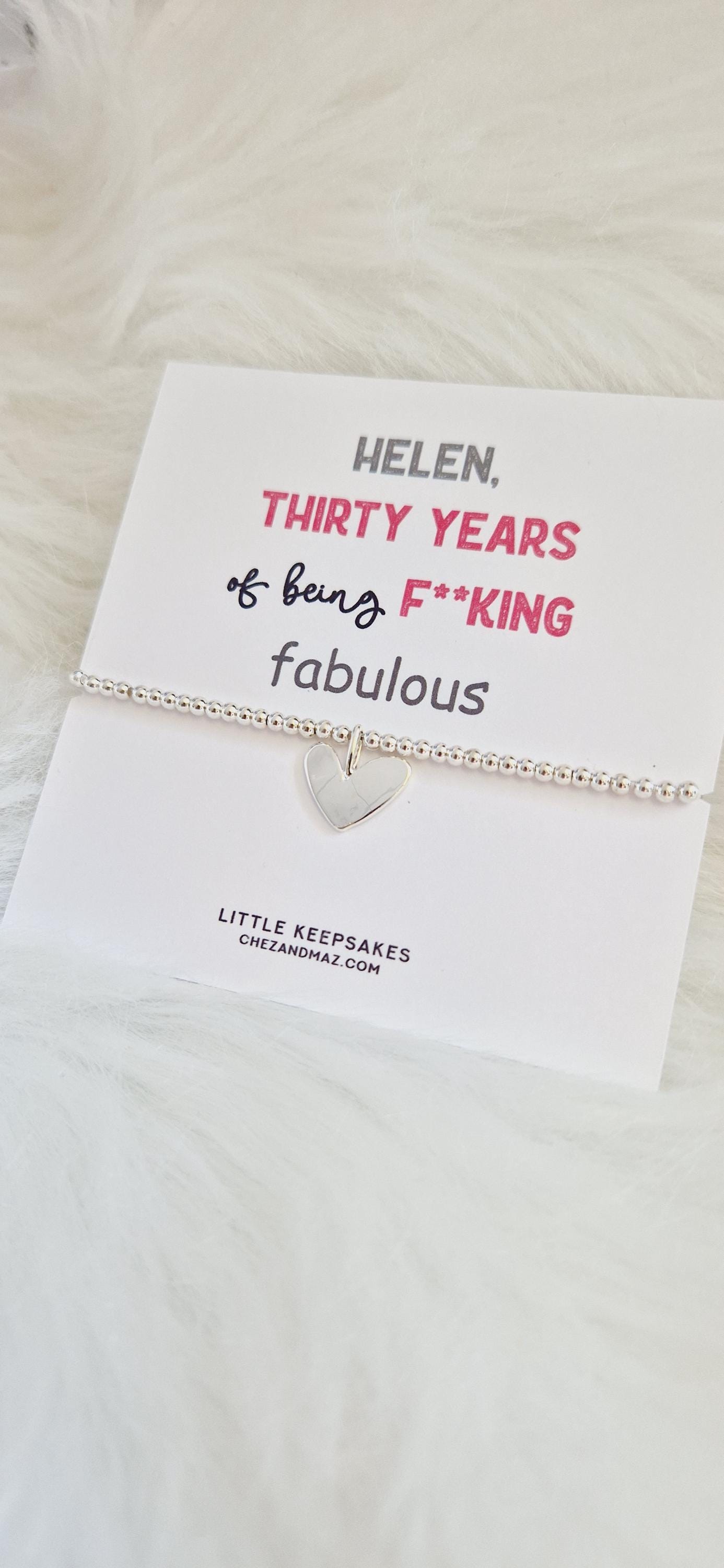 Birthday funny , F**king Fabulous Happy Birthday- Silver Plated Heart charm bracelet I Birthday Gift personalised