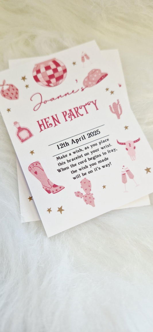 Last Rodeo Pink Wish Bracelet: Hen Party, Birthday Favour, Cowgirl, Personalised