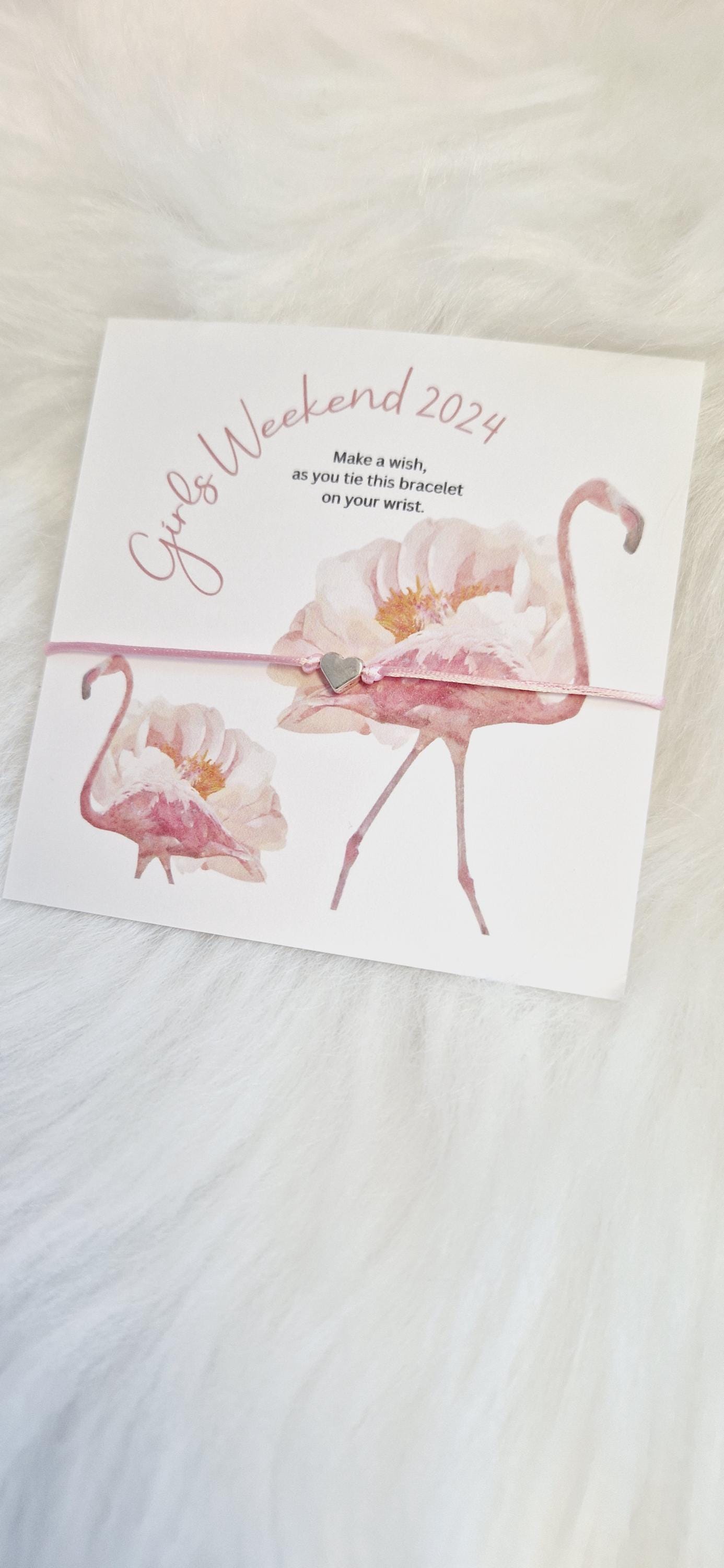 Girls Weekend 2024; Girls Getaway Gift I  Girls Trip I Wish Bracelet I Flamingo I  Wish Bracelet I Girls Weekend Gift  I Pink