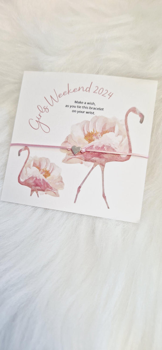 Girls Weekend 2024; Girls Getaway Gift I  Girls Trip I Wish Bracelet I Flamingo I  Wish Bracelet I Girls Weekend Gift  I Pink