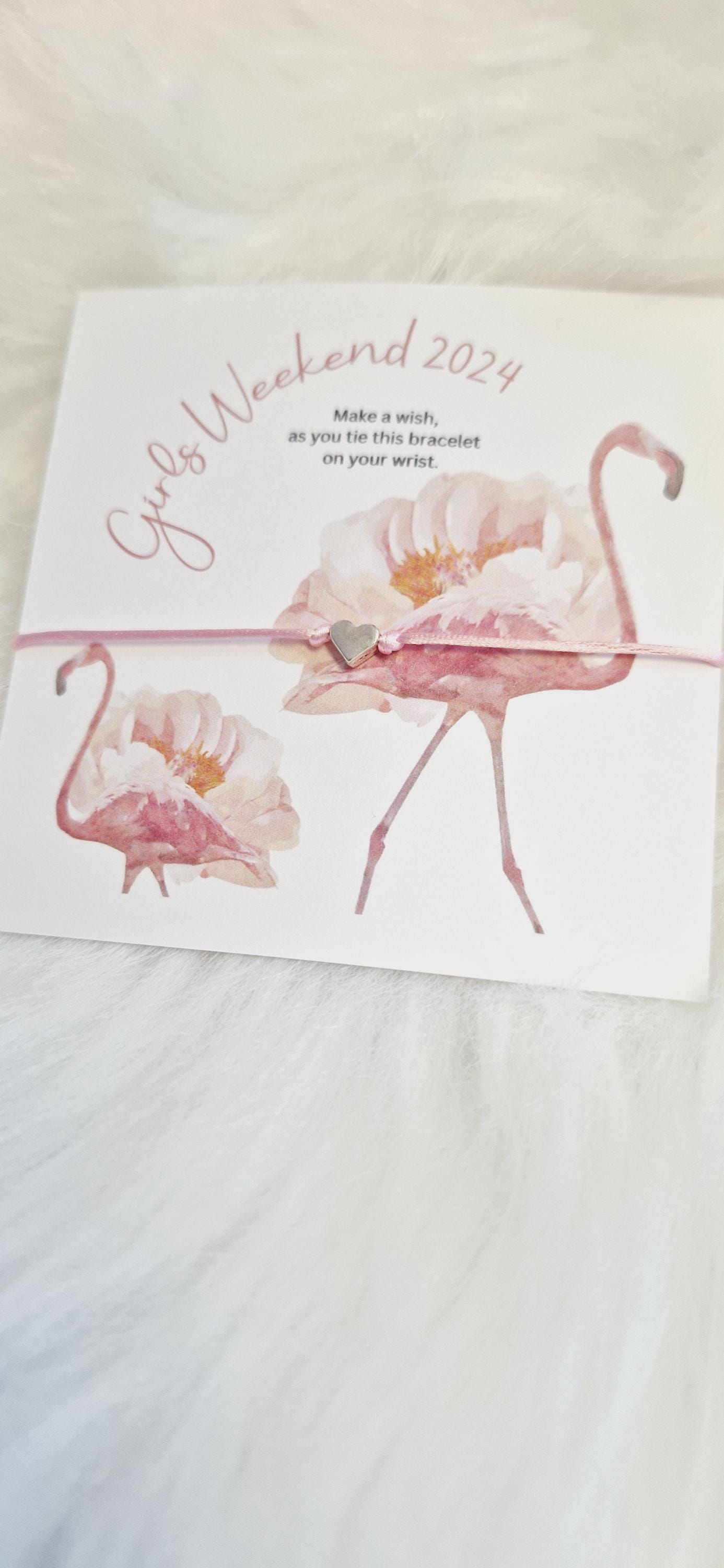 Girls Weekend 2024; Girls Getaway Gift I  Girls Trip I Wish Bracelet I Flamingo I  Wish Bracelet I Girls Weekend Gift  I Pink