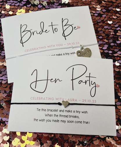 Hen Party Wish Bracelet – Minimalist Bridesmaid Favour, Adjustable Personalised Hen Party Wish Bracelet: Bride To Be Favour