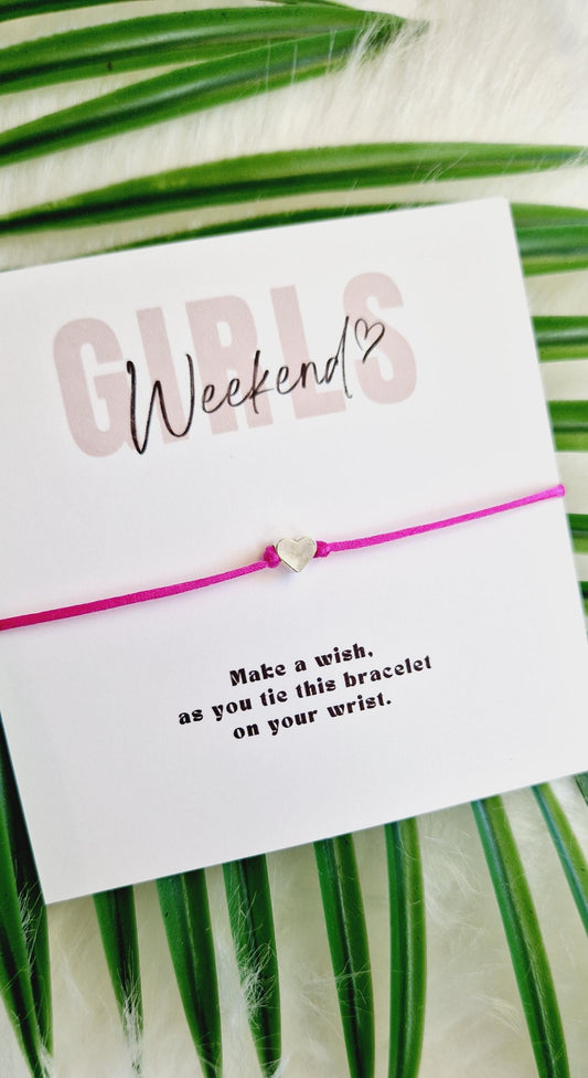 Girls Weekend Wish Bracelet, Heart Charm, Friendship Jewelry